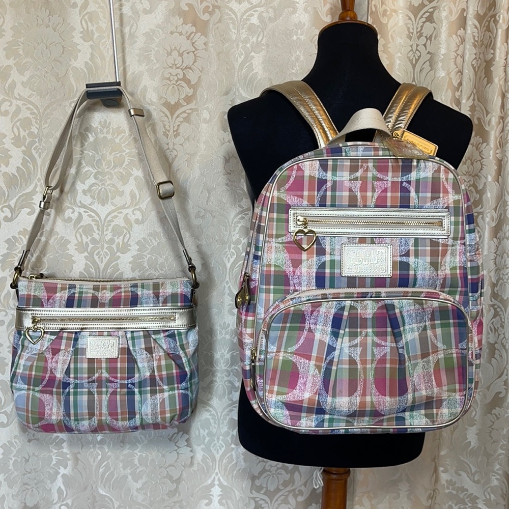 Coach Daisy Madras Matching Backpack and Crossbody